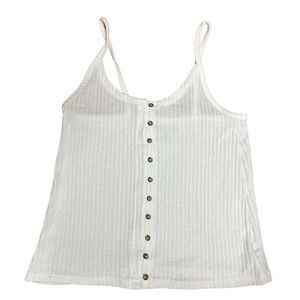 American Eagle Ribbed Button Front White Tank Top Women’s Size XS